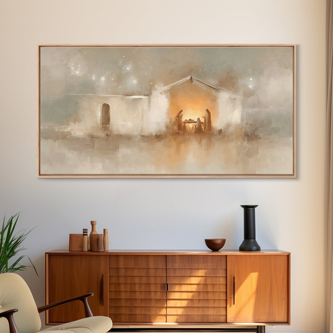 Bethlehem Dawn, Framed Canvas Print, Christian Art Canvas, Subtle Christian Art, Christian Wall Art, Jesus Christmas Art, Christmas Art Pri