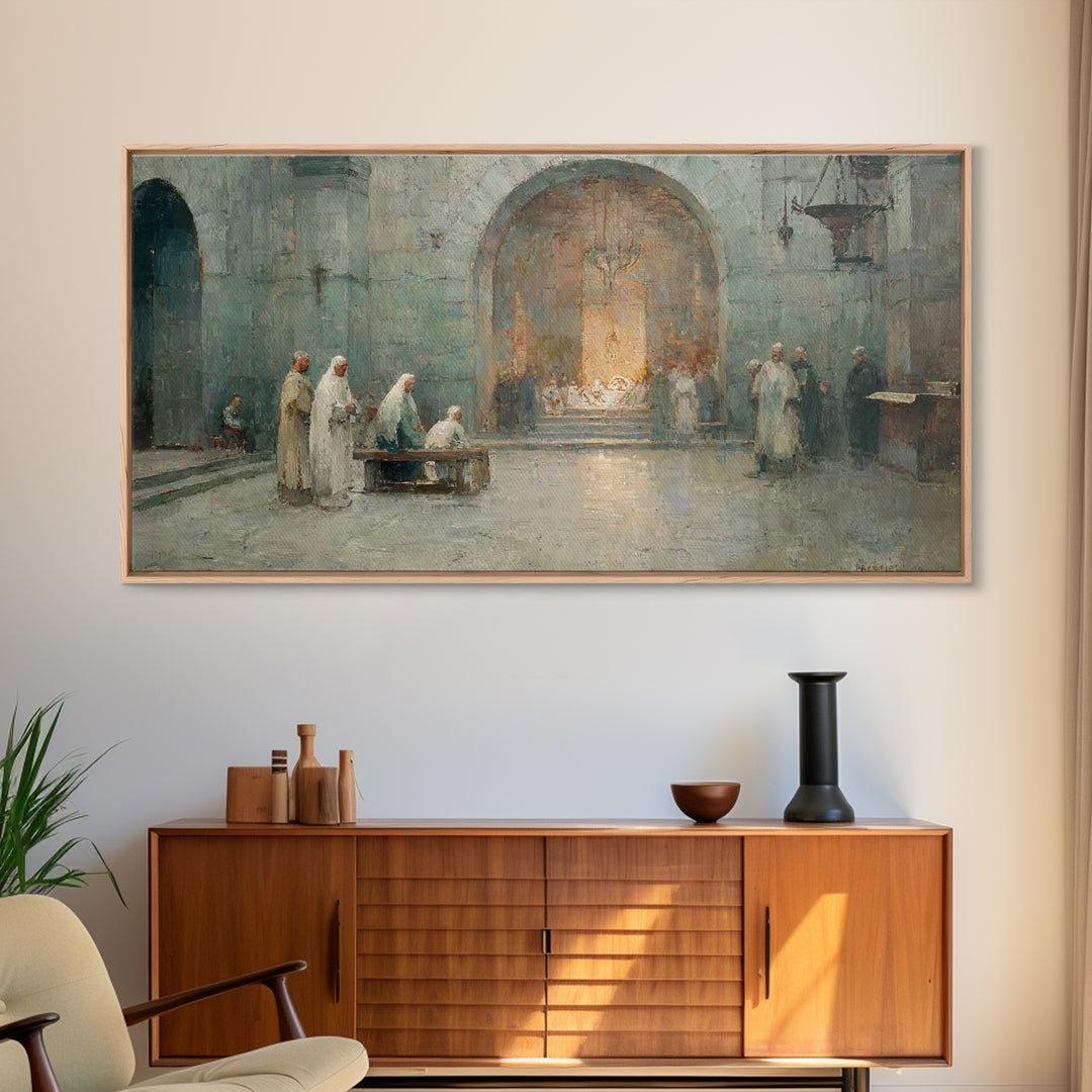 Chapel Nativity – Framed Canvas Print – Christian Art Canvas – Christian Wall Art – Vintage Christian Art – Christian Christmas Art – Chris
