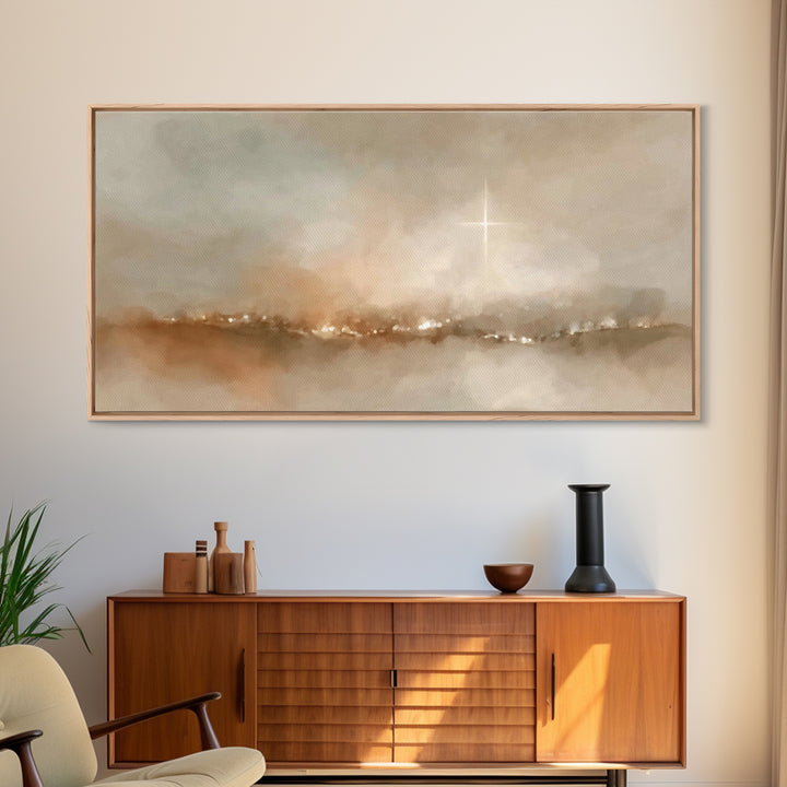 Desert Star Lit, Framed Canvas Print, Christian Christmas Art, Christian Art Canvas, Christmas Wall Art, Modern Christian Art, Christian De