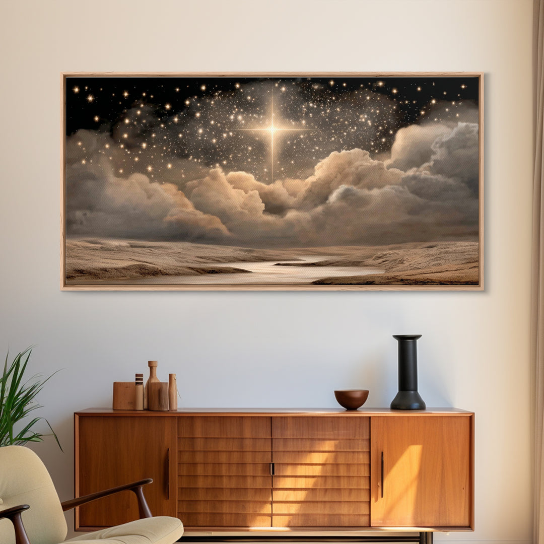 Heavenly Star Path | Framed Canvas Print | Christian Wall Art | Christian Art Canvas | Christmas Art | Christian Christmas Art | Unique Chr