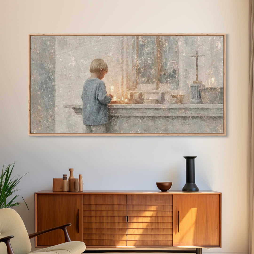 Sacred Stillness – Framed Canvas Print – Christian Art Painting – Subtle Christian Art – Christmas Art Prints – Christian Decorations – Chr