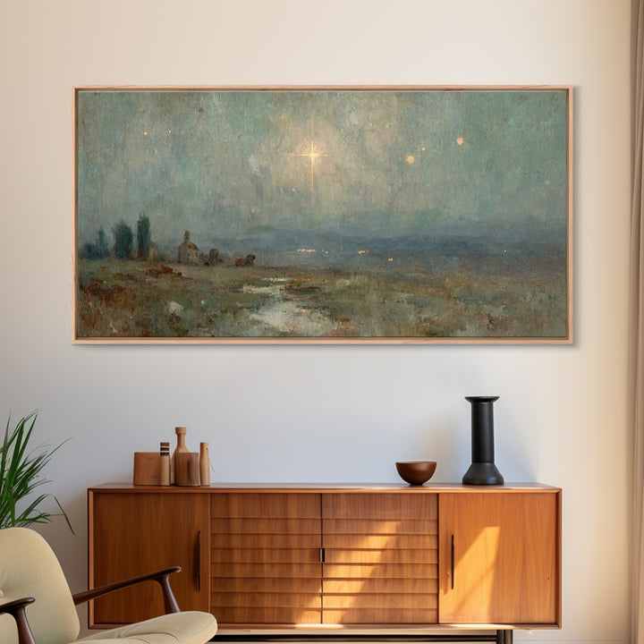 Star Of Bethlehem – Framed Canvas Print – Christian Art Prints – Christmas Wall Art – Jesus Christmas Art – Vintage Christian Art – Christi