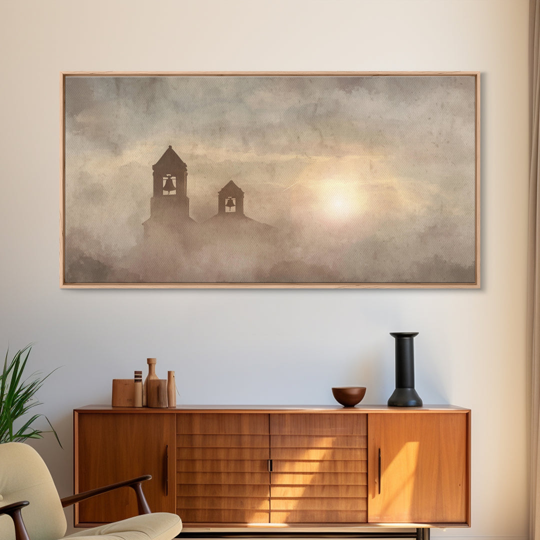 Silent Bells – Framed Canvas Print – Christian Wall Art – Christian Painting – Vintage Christian Art – Moody Christmas Art – Christian Deco