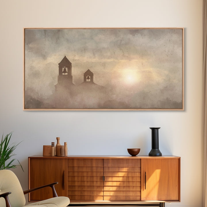 Silent Bells – Framed Canvas Print – Christian Wall Art – Christian Painting – Vintage Christian Art – Moody Christmas Art – Christian Deco