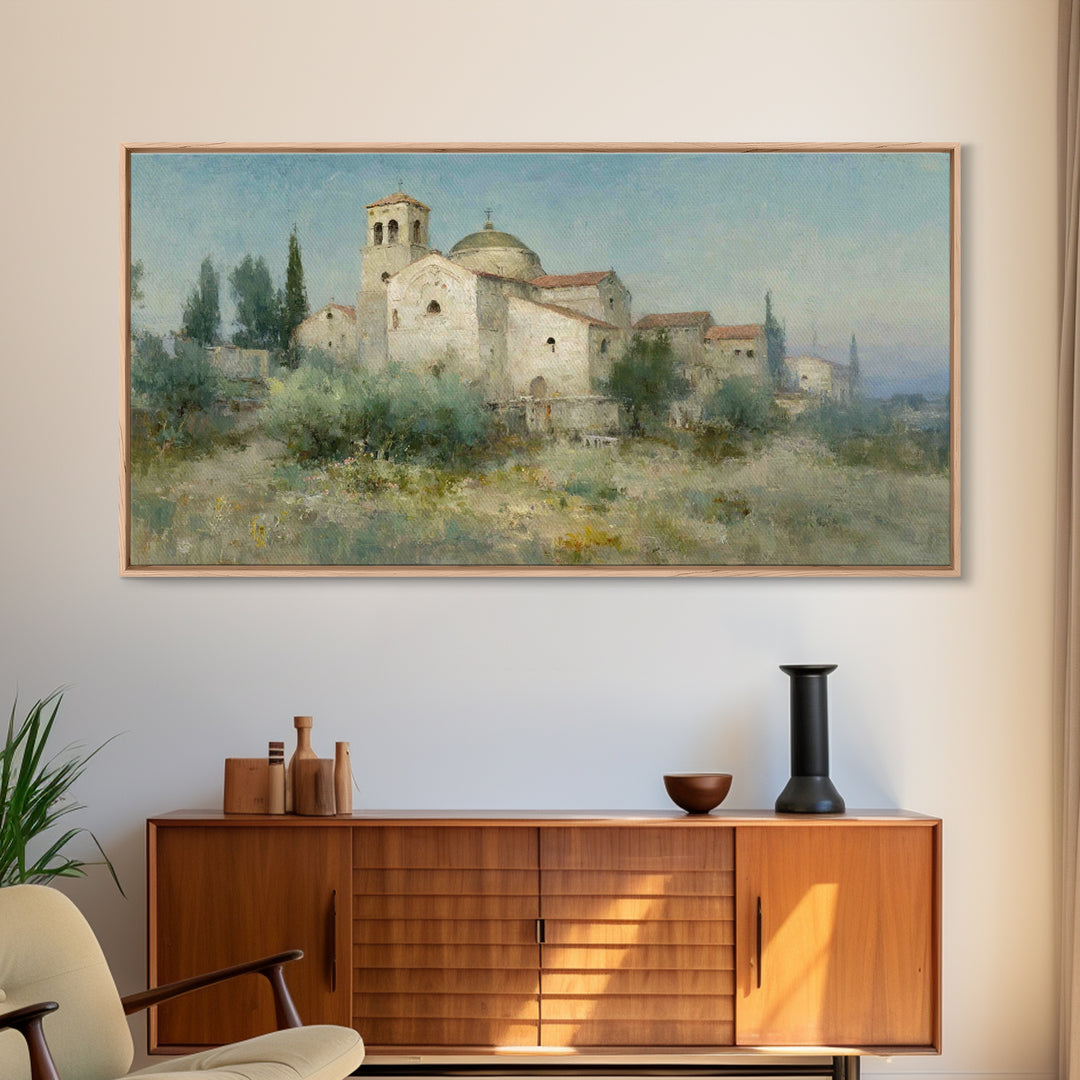 Golden Chapel – Framed Canvas Print – Christian Art Work – Christian Wall Art – Jesus Art Print – Framed Christmas Art – Christian Christma
