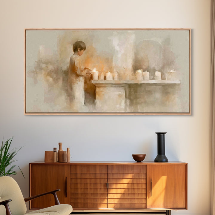 Quiet Offering – Framed Canvas Print – Christian Art Canvas – Minimalist Christian Art – Christmas Art Work – Christian Christmas Art – Fra