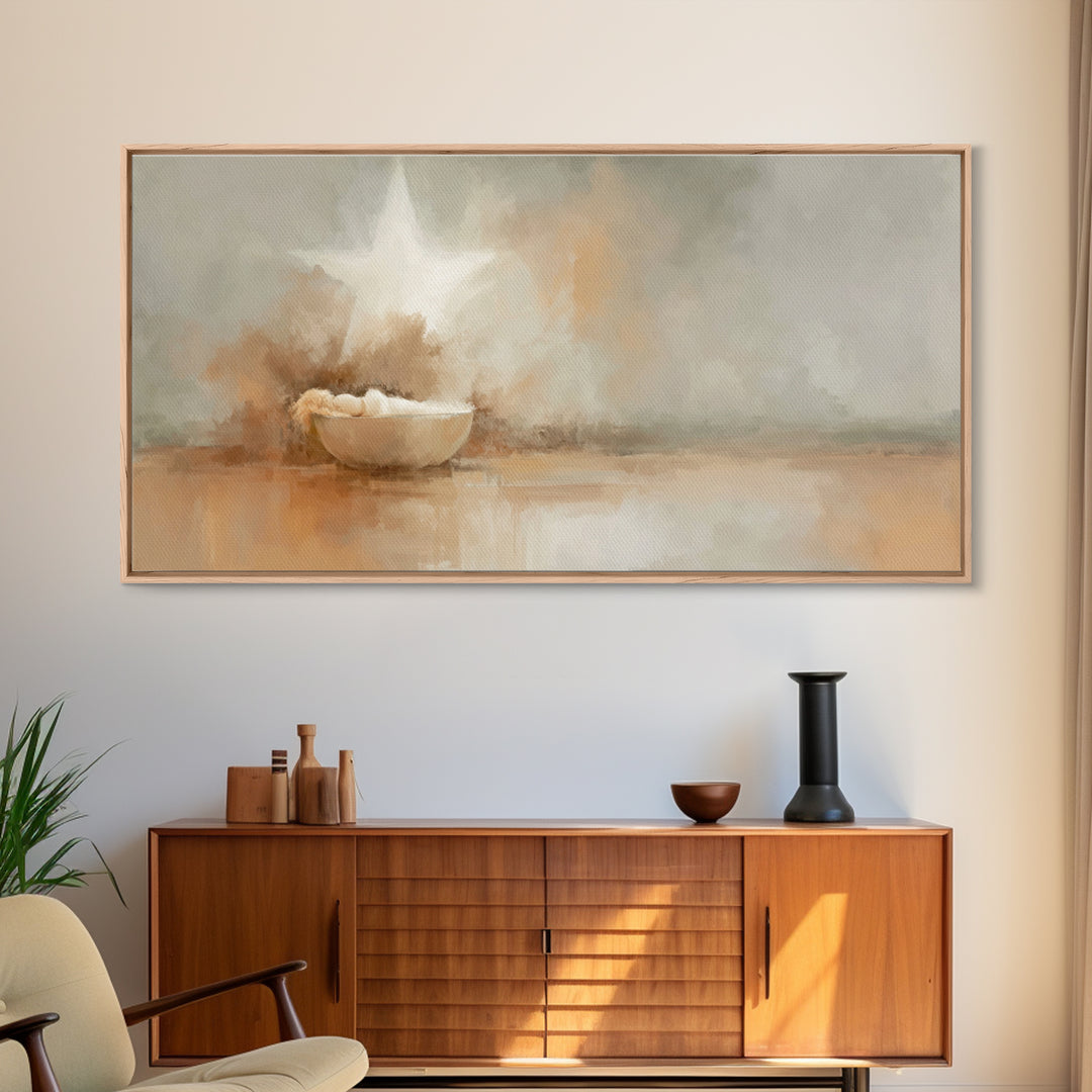 Nativity Star – Framed Canvas Print – Christian Christmas Art – Christian Art Canvas – Birth Of Jesus Painting – Christmas Art Work – Chris