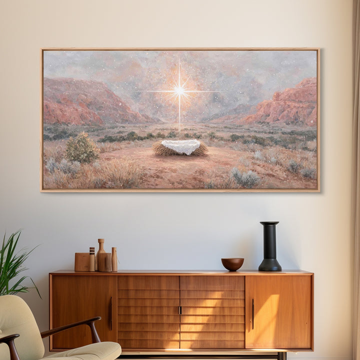 Desert Nativity – Framed Canvas Print – Christian Christmas Art – Christian Wall Art – Christian Art Print – Christmas Canvas Wall Art – Ch