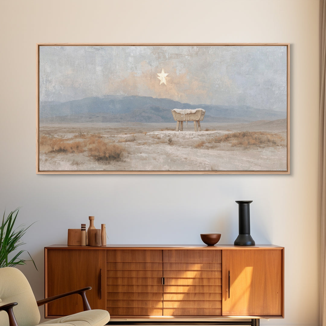 Sacred Nightfall – Framed Canvas Print – Christian Wall Art – Christian Christmas Art – Modern Christian Art – Christmas Art Prints – Chris