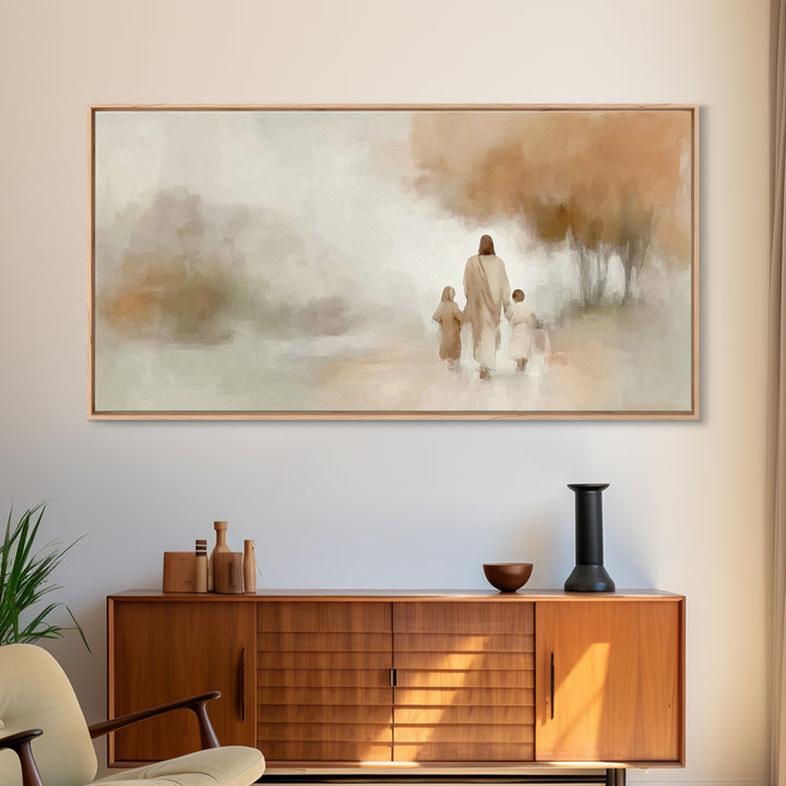 Guiding Grace Path – Framed Canvas Print – Christian Wall Art – Jesus Painting – Minimalist Christian Art – Christian Gift