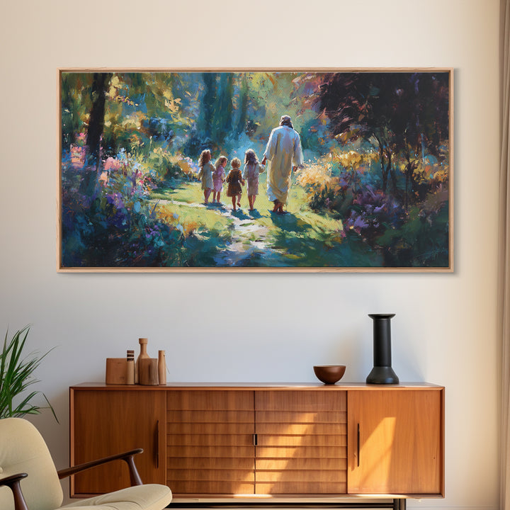 Garden Of Light | Framed Canvas Print | Christian Art Canvas | Jesus Painting | Christian Wall Art | Christmas Art