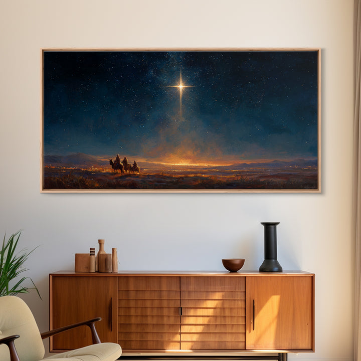 Star Of Wonder | Framed Canvas Print | Christian Christmas Art | Christmas Canvas Wall Art | Jesus Painting | Christian Wall Art | Modern C