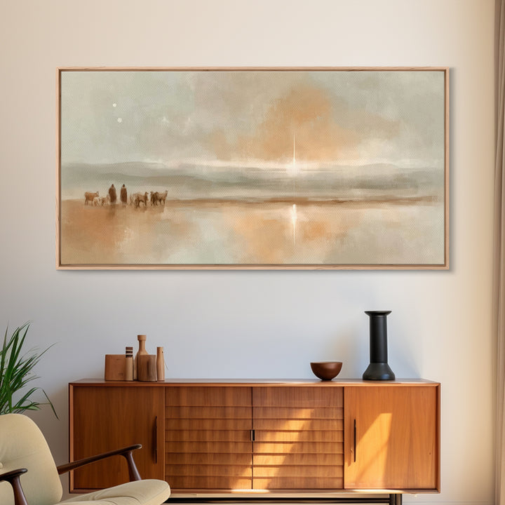 Desert Star Journey – Framed Canvas Print – Christian Christmas Art – Christian Wall Art – Jesus Painting – Christmas Art Print – Christian