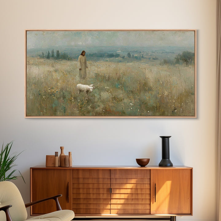 Field Of Grace – Framed Canvas Print – Christian Art Canvas – Jesus Painting – Large Christian Art – Christian Wall Art – Vintage Christian