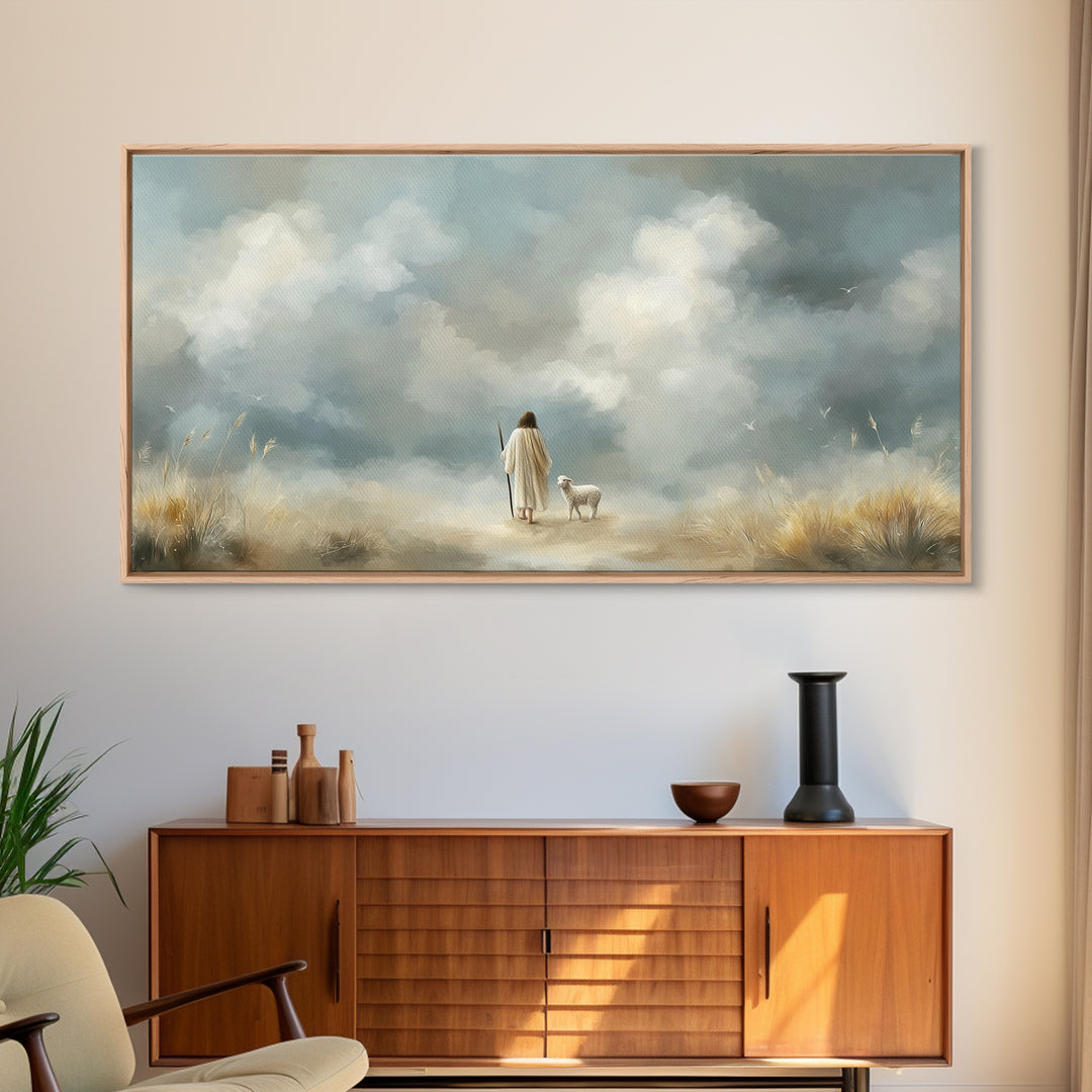 Heavenly Guidance – Framed Canvas Print – Christian Art Print – Modern Christian Art – Jesus Painting Canvas – Christian Decor – Subtle Chr