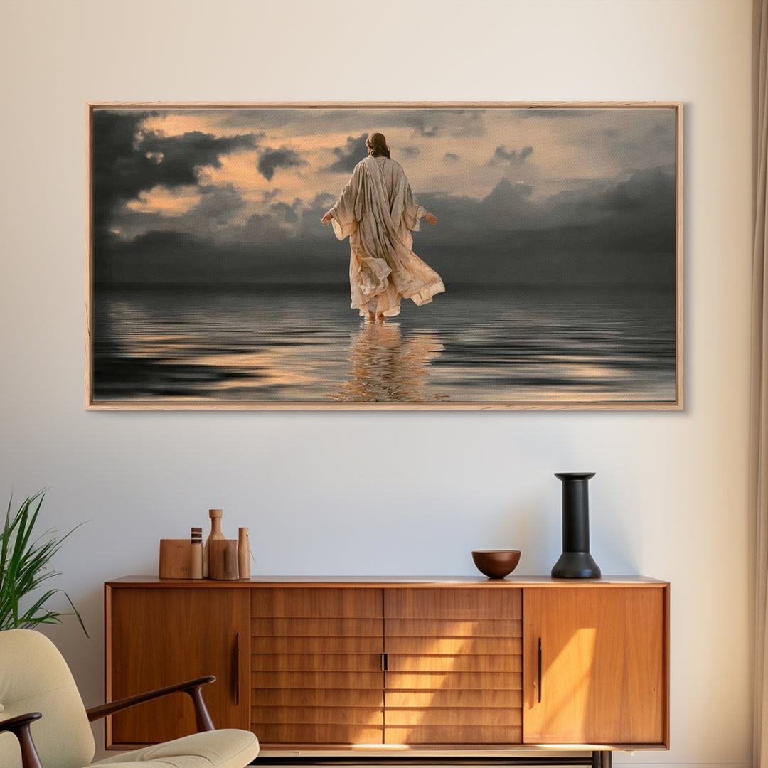 Divine Stillness – Framed Canvas Print – Christian Wall Art – Moody Christian Art – Jesus Canvas Art – Christian Christmas Art – Unique Chr