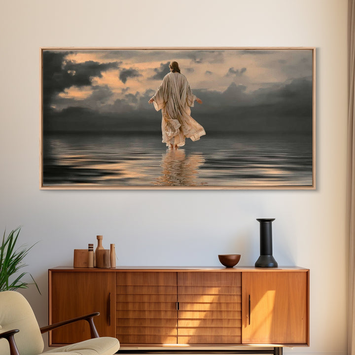 Divine Stillness – Framed Canvas Print – Christian Wall Art – Moody Christian Art – Jesus Canvas Art – Christian Christmas Art – Unique Chr