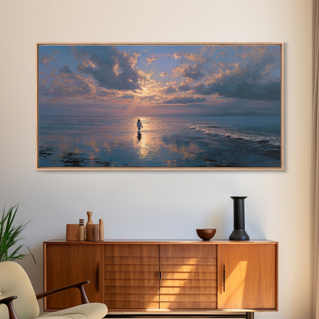 Misty Reverence – Framed Canvas Print – Minimalist Christian Art – Jesus Wall Art – Christian Art Canvas – Subtle Christian Paintings – Chr