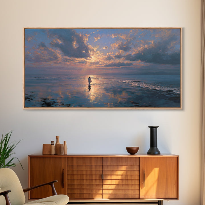 Misty Reverence – Framed Canvas Print – Minimalist Christian Art – Jesus Wall Art – Christian Art Canvas – Subtle Christian Paintings – Chr
