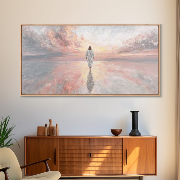 Eternal Horizon – Framed Canvas Print – Christian Art Canvas – Jesus Painting – Modern Christian Art – Christian Wall Art – Blue Christian