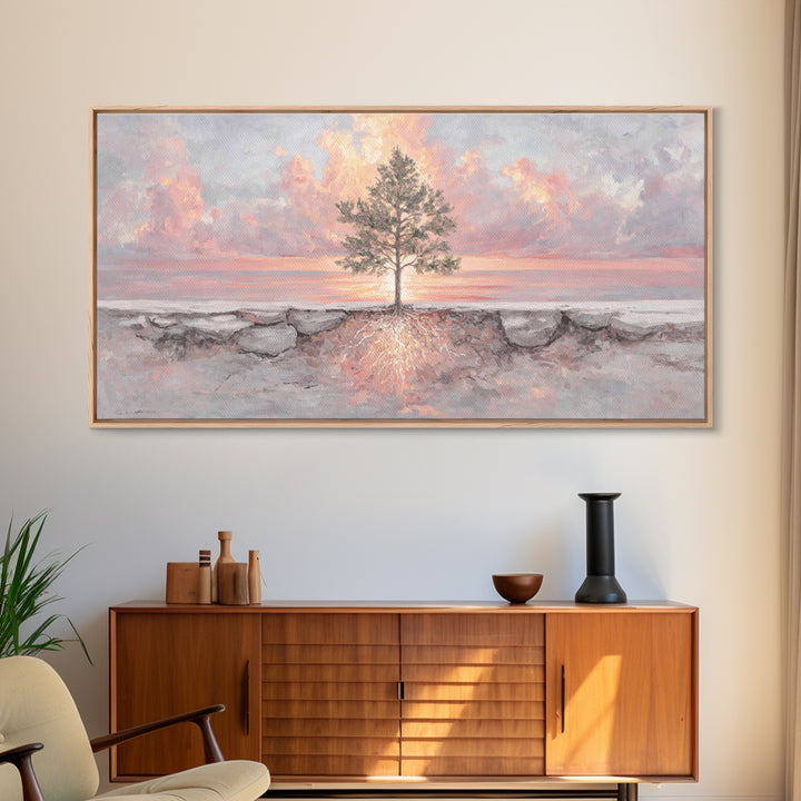 Roots Of Light – Framed Canvas Print – Christian Art Painting – Christian Wall Art – Christian Art Canvas – Modern Christian Art – Christia