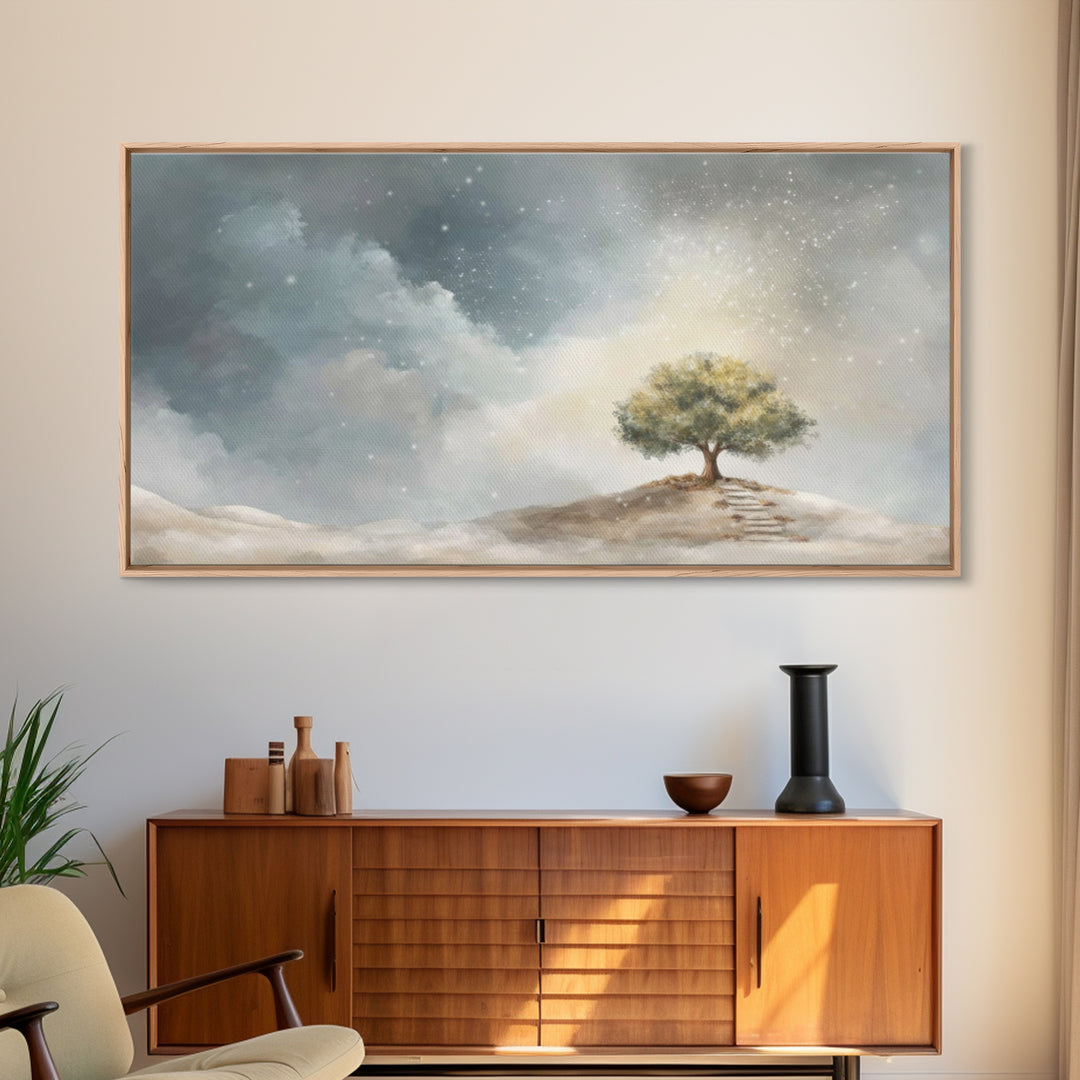 Starlit Ascent – Framed Canvas Print – Christian Christmas Art – Christmas Wall Art – Christian Art Canvas – Christian Art Print – Modern C