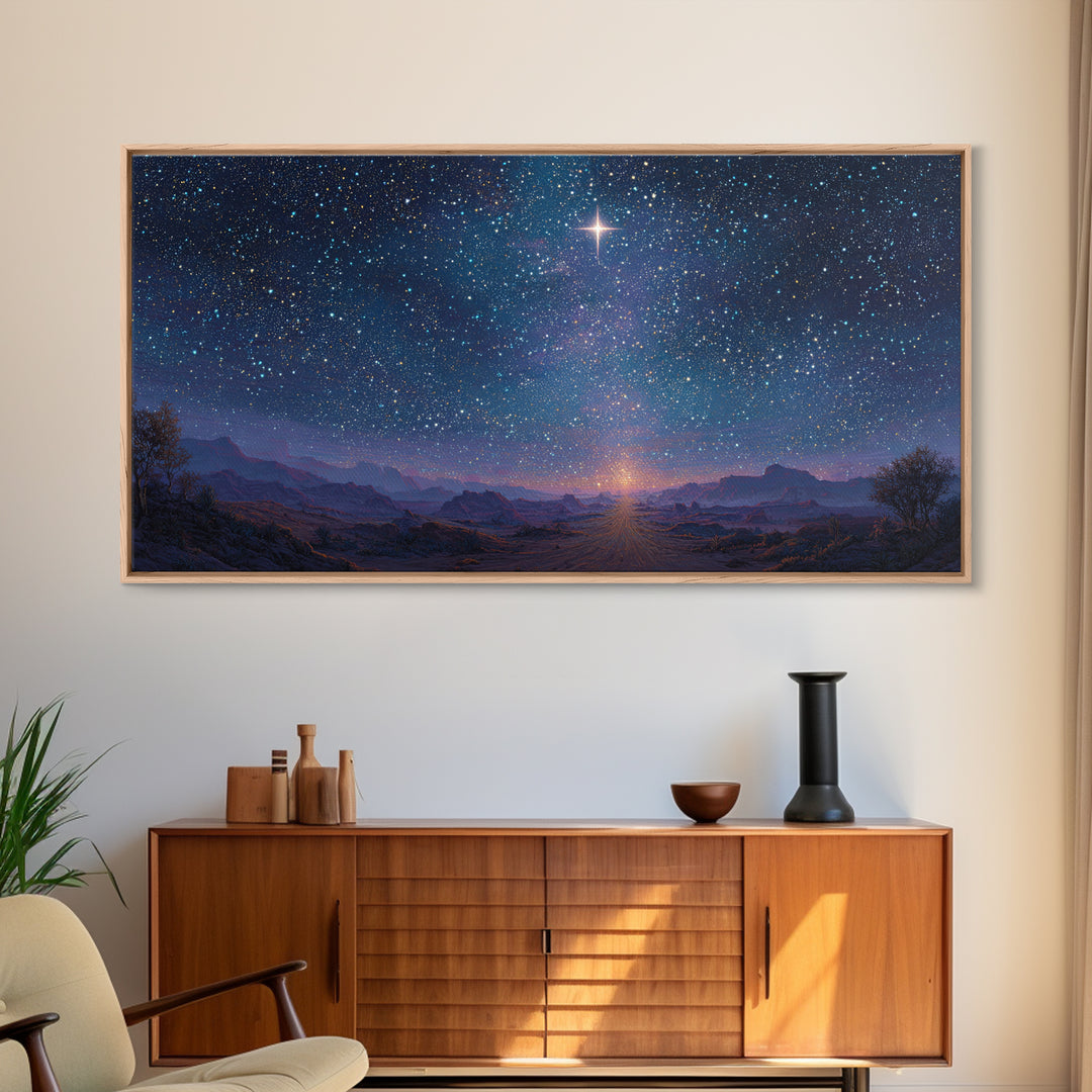 Star Of Promise | Framed Canvas Print | Christian Art Print | Christmas Art | Christian Wall Art | Christian Christmas Decor | Jesus Painti
