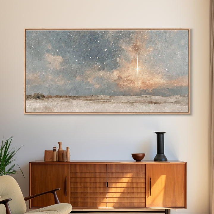 Holy Night Star – Framed Canvas Print – Jesus Painting – Christian Art Canvas – Christian Wall Art – Christmas Art – Christian Christmas Ar