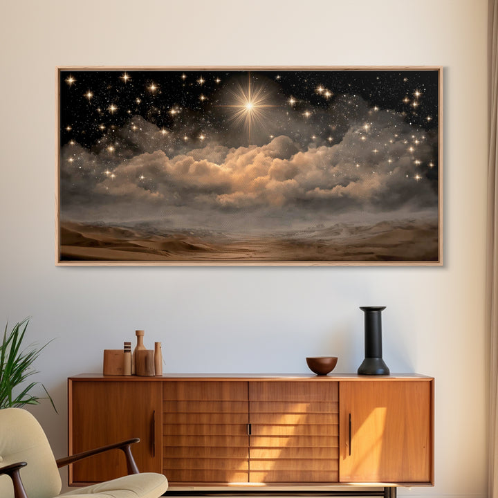 Light Of Salvation, Framed Canvas Print, Christian Art Canvas, Jesus Painting, Christian Wall Art, Christian Christmas Art, Christmas Art