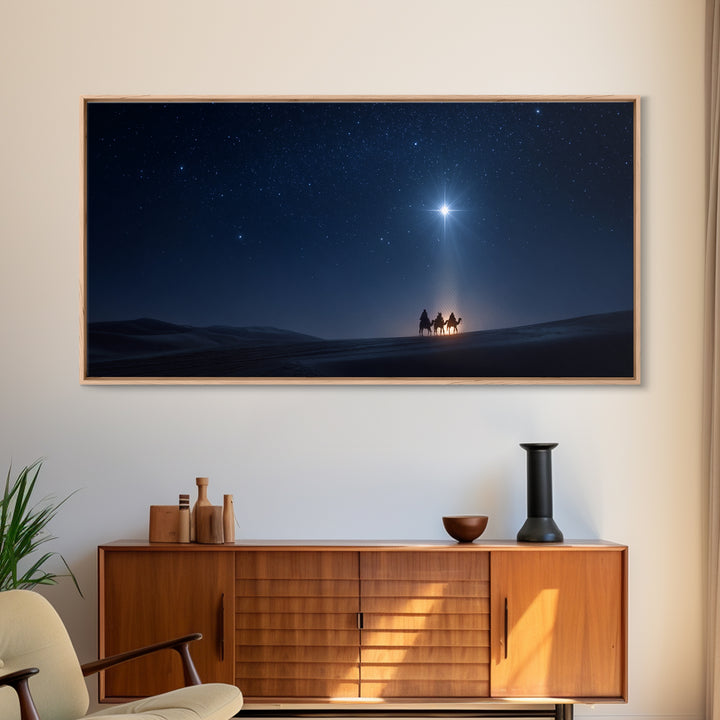 Starry Wonder | Framed Canvas Print | Christian Wall Art | Jesus Painting | Christmas Art | Christian Art Canvas | Christian Christmas Art
