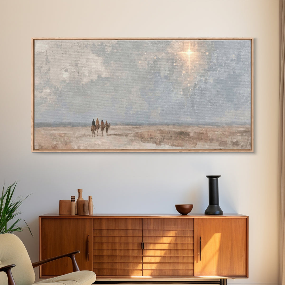 Pilgrims Of Light | Framed Canvas Print | Christian Art Canvas | Christmas Art | Christian Wall Art | Christian Christmas Decor | Jesus Pai