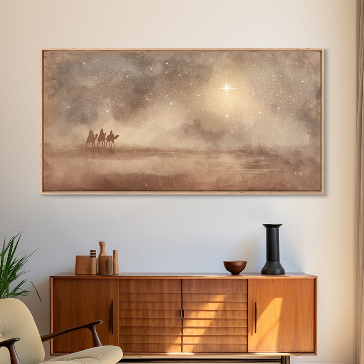 Holy Night Journey, Framed Canvas Print, Christian Art Canvas, Christian Wall Art, Christmas Art, Christian Christmas Art, Jesus Painting