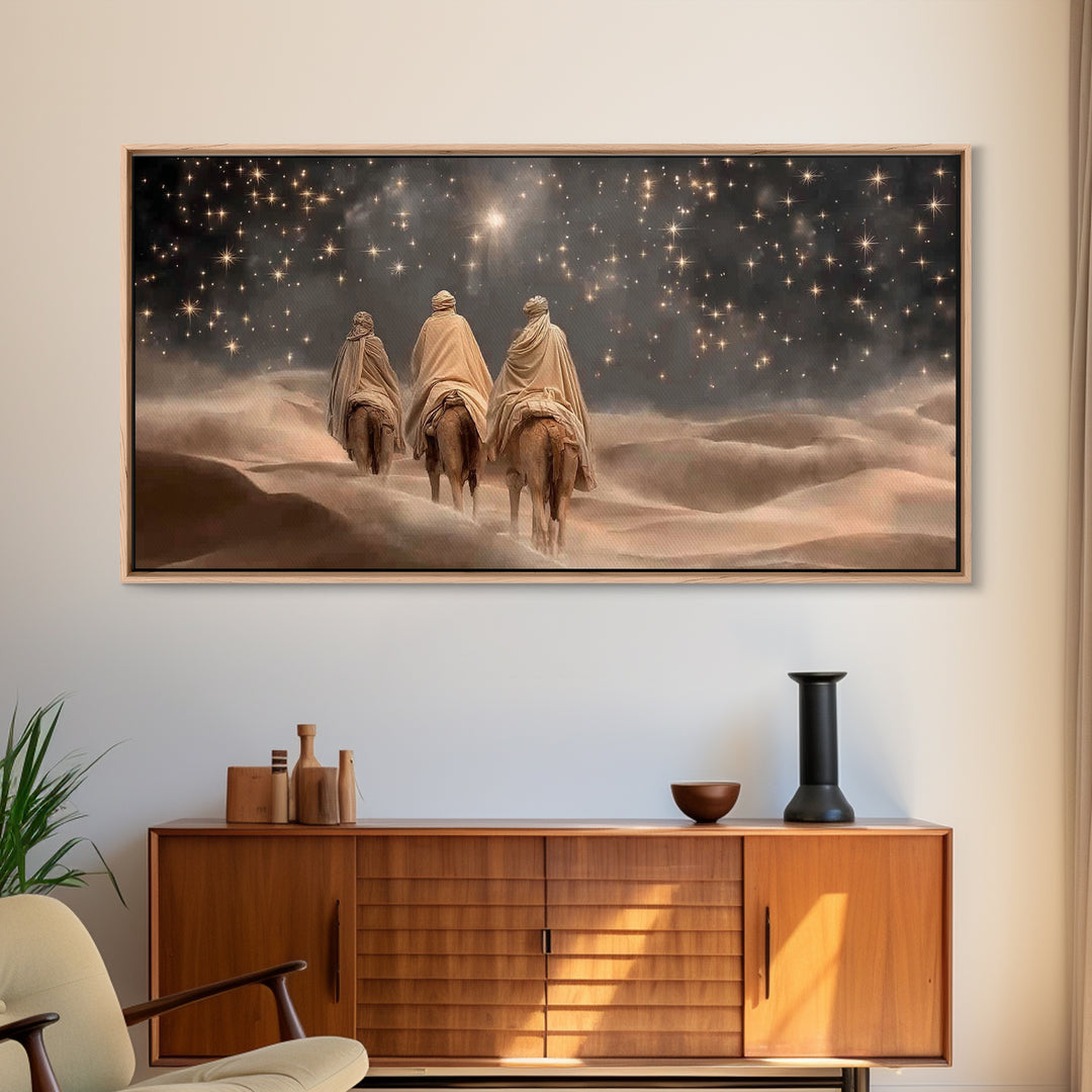 Three Kings Night – Framed Canvas Print – Christian Art Canvas – Christian Christmas Art – Jesus Painting – Christmas Art – Christian Wall