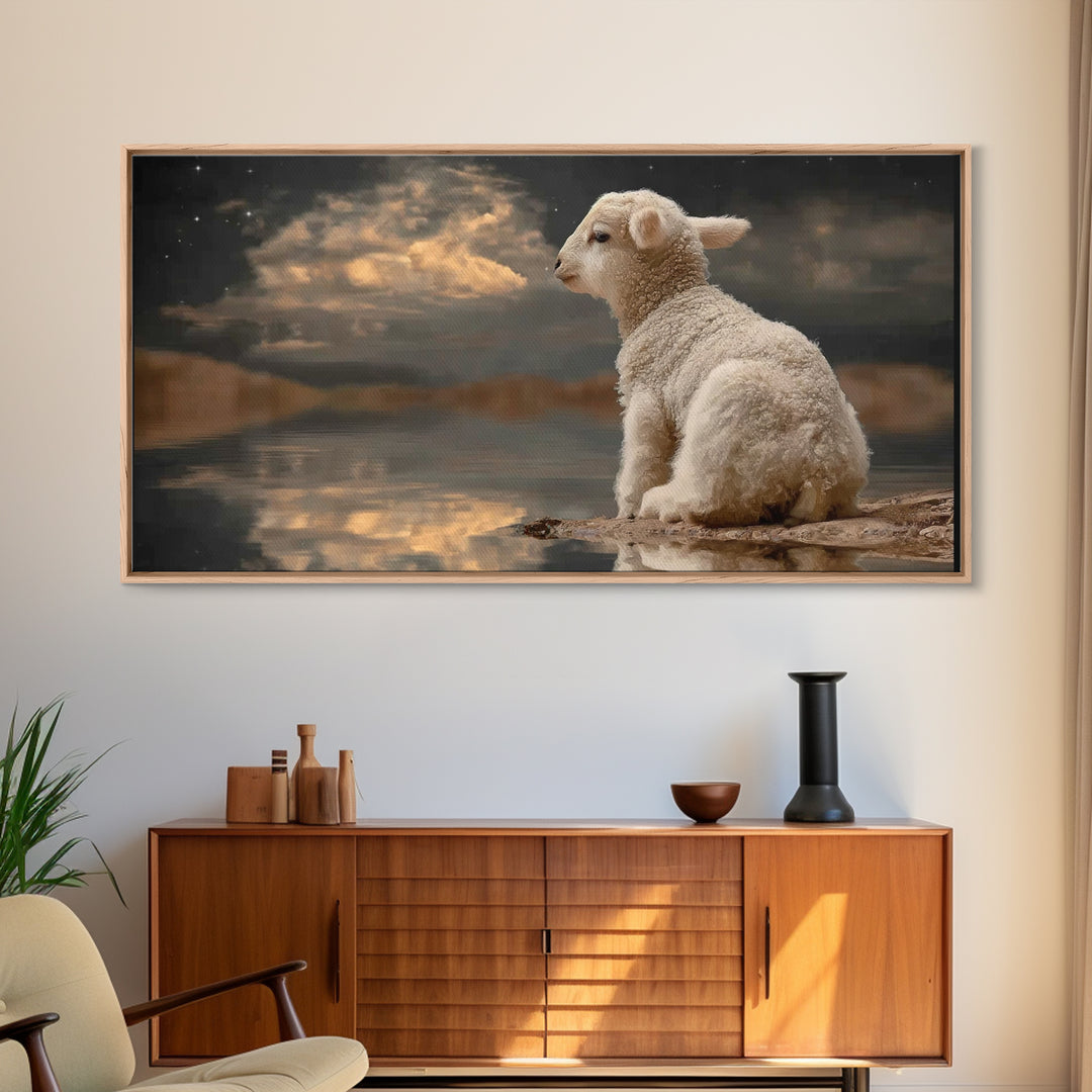 Lamb Of Peace, Framed Canvas Print, Christian Wall Art, Christian Art Canvas, Christian Christmas Art, Christmas Art, Jesus Art Print