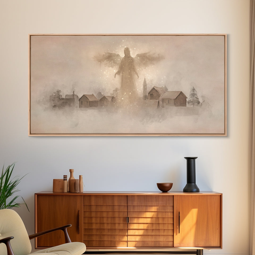 Angel Of Light – Framed Canvas Print – Christian Art Canvas – Christian Wall Art – Christmas Art – Modern Christian Art – Christian Gift
