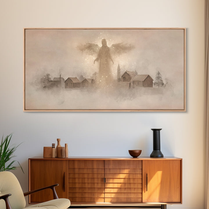 Angel Of Light – Framed Canvas Print – Christian Art Canvas – Christian Wall Art – Christmas Art – Modern Christian Art – Christian Gift
