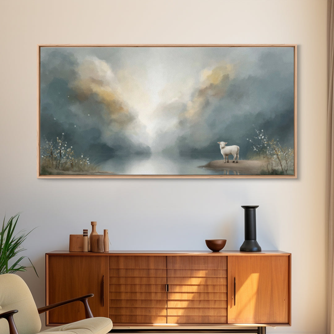 Lamb Of Dawn – Framed Canvas Print – Christian Art Canvas – Christian Wall Art – Christmas Art – Christian Christmas Art – Jesus Art Print