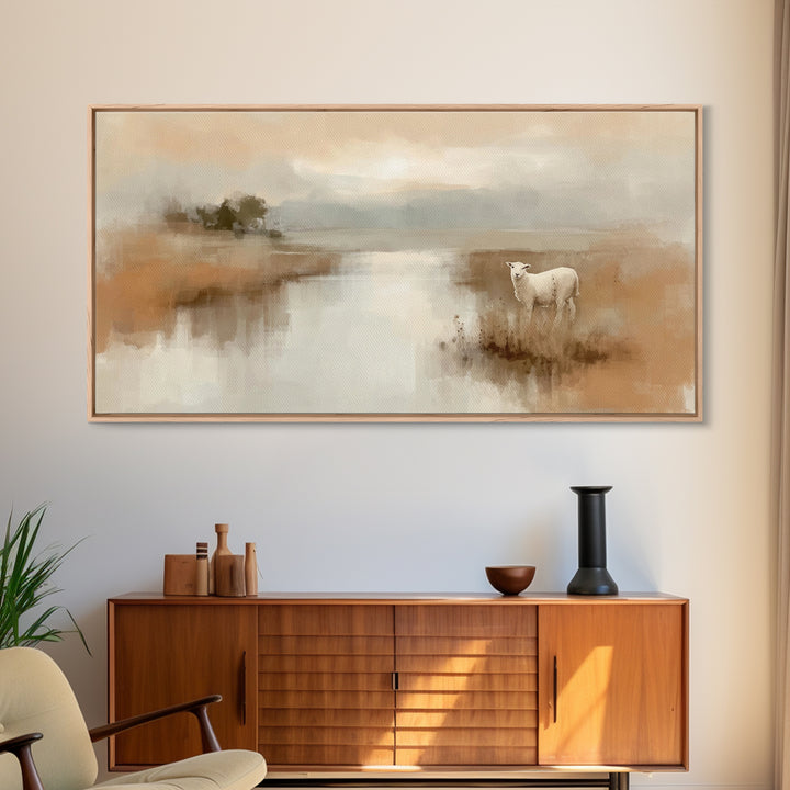 Quiet Meadow Grace, Framed Canvas Print, Christian Wall Art, Christian Art Canvas, Jesus Painting, Christian Christmas Art, Christian Decor
