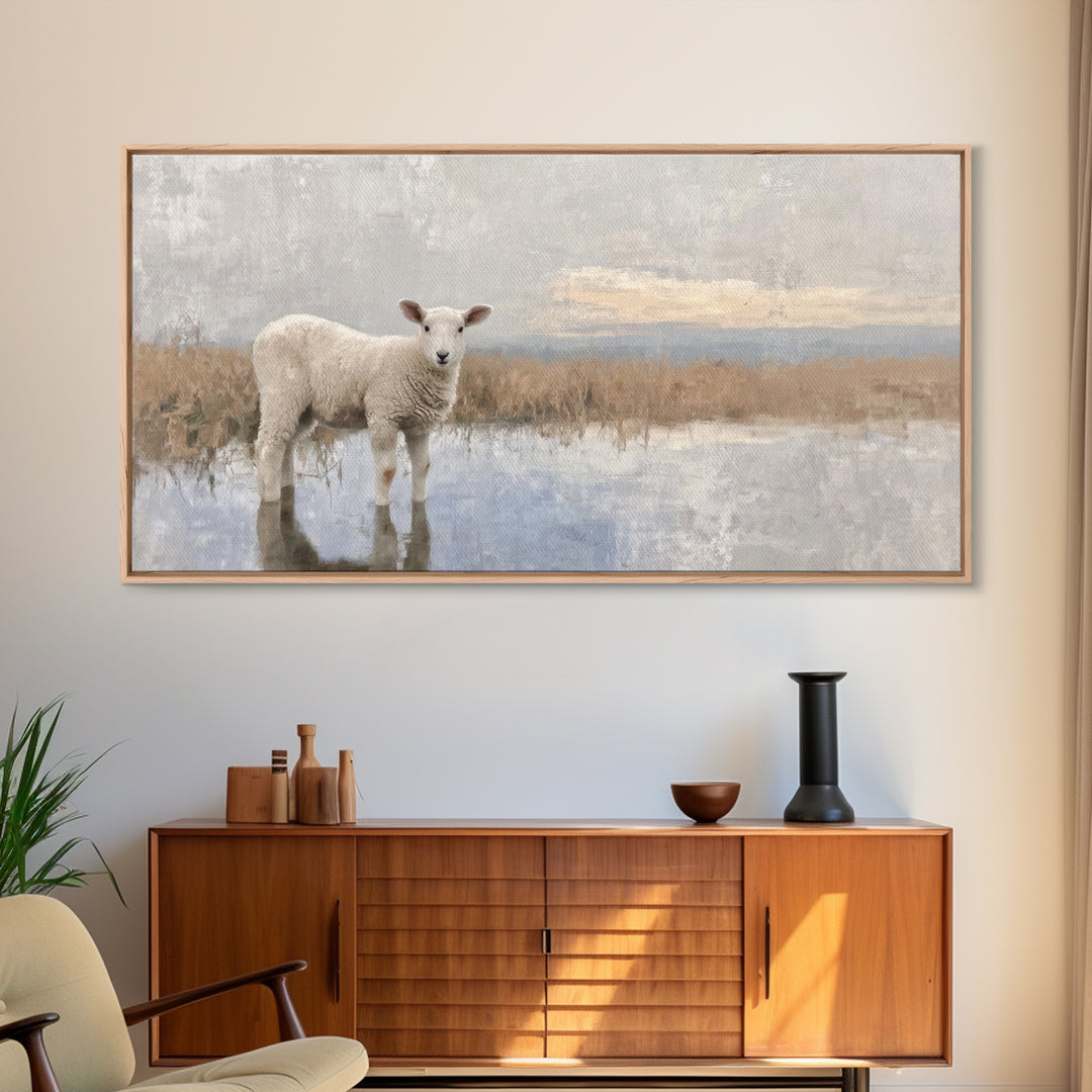 Lamb Of Dawn – Framed Canvas Print – Christian Wall Art – Christian Art Print – Jesus Christmas Art – Christian Gift Ideas – Christmas Wall