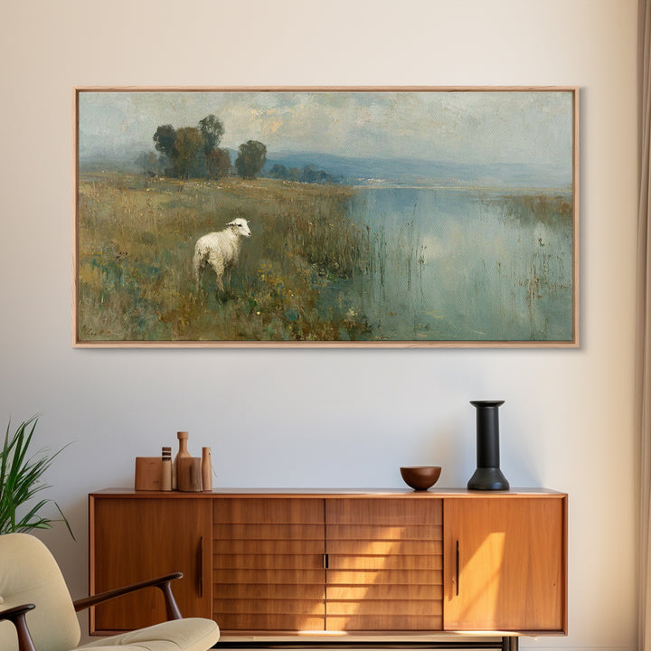 Shepherd’s Peace, Framed Canvas Print, Christian Wall Art, Christian Art Work, Christmas Art Framed, Christian Christmas Decorations, Subtl