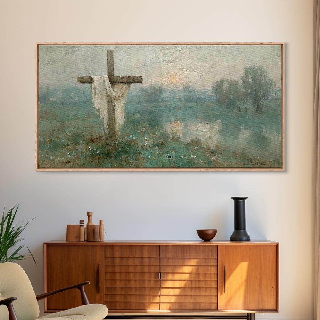 Cross Of Hope, Framed Canvas Print, Christian Wall Art, Christian Decoration, Framed Christmas Art, Christian Christmas Decor, Modern Chris