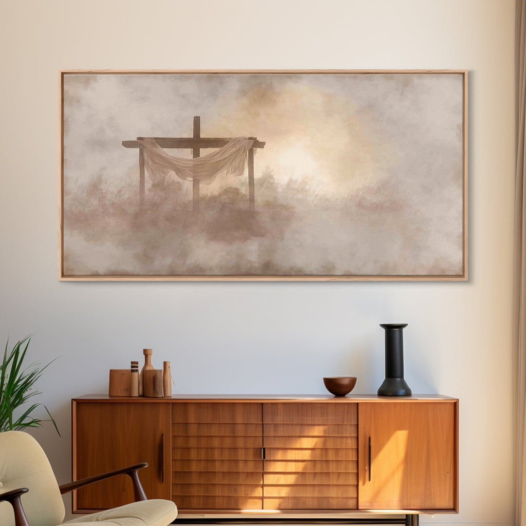 Cross Of Stillness – Framed Canvas Print – Christian Wall Art – Christian Art Canvas – Minimalist Christian Art – Christian Decoration – Ch