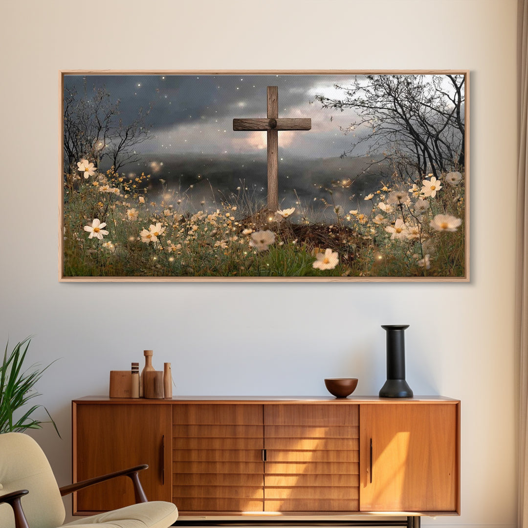Night Of Hope, Framed Canvas Print, Christian Wall Art, Christian Art Canvas, Moody Christian Art, Christian Christmas Art, Christian Decor