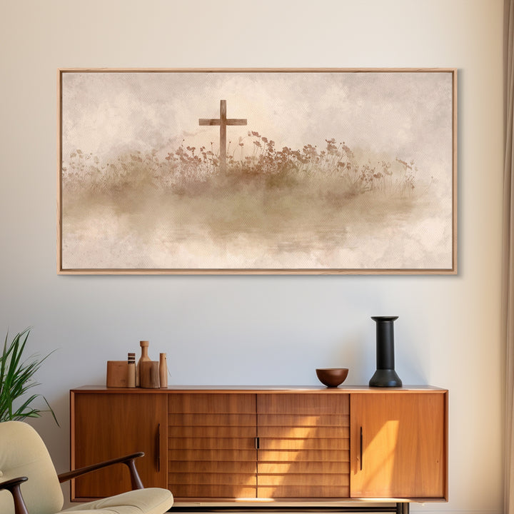 Floral Redemption, Framed Canvas Print, Christian Wall Art, Christian Art Canvas, Christian Paintings, Christian Christmas Decor, Modern Ch