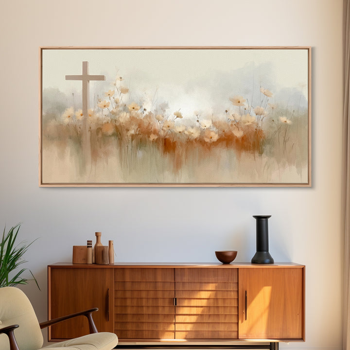 Meadow Of Faith – Framed Canvas Print – Christian Wall Art – Christian Art Canvas – Minimalist Christian Art – Christian Decor – Christian