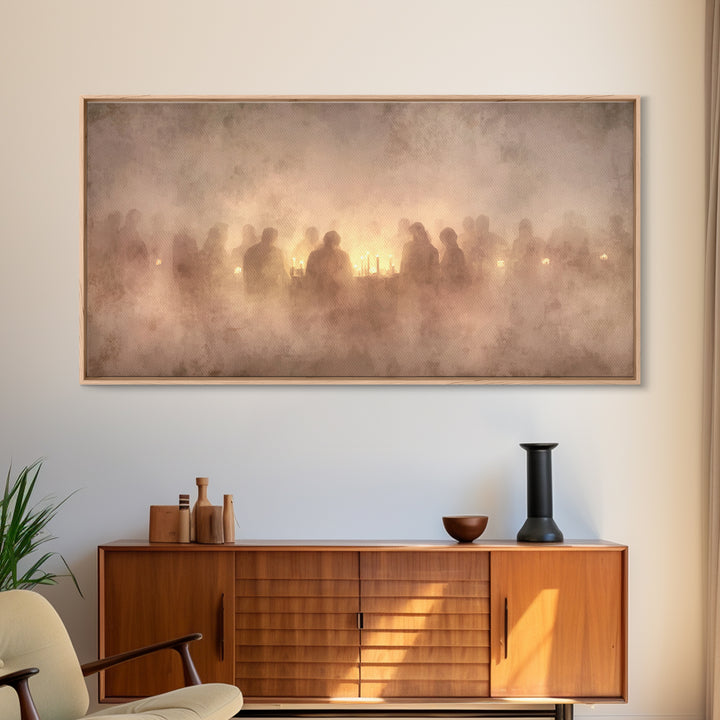 Gathered In Glow – Framed Canvas Print – Christian Art Canvas – Christian Christmas Art – Christmas Wall Art – Vintage Christmas Art – Chri