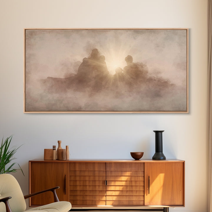 Eternal Embrace, Framed Canvas Print, Christian Painting, Christian Wall Art, Subtle Christian Art, Christian Art Canvas, Christian Decor