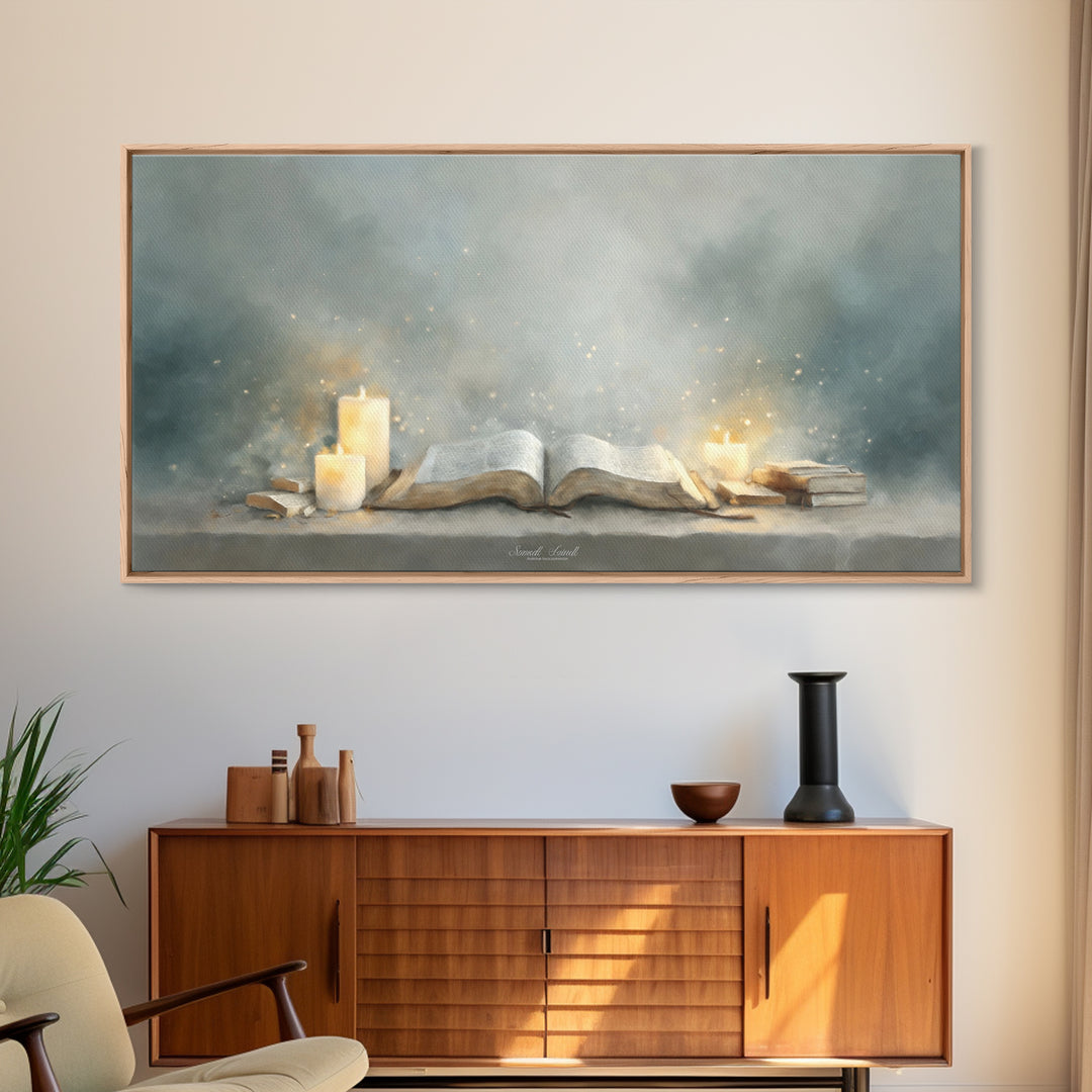 Holy Word Light, Framed Canvas Print, Christian Art Canvas, Christian Wall Art, Modern Christian Art, Christian Painting, Christian Gift