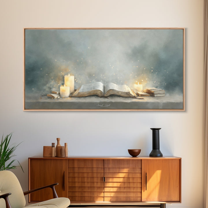 Holy Word Light, Framed Canvas Print, Christian Art Canvas, Christian Wall Art, Modern Christian Art, Christian Painting, Christian Gift