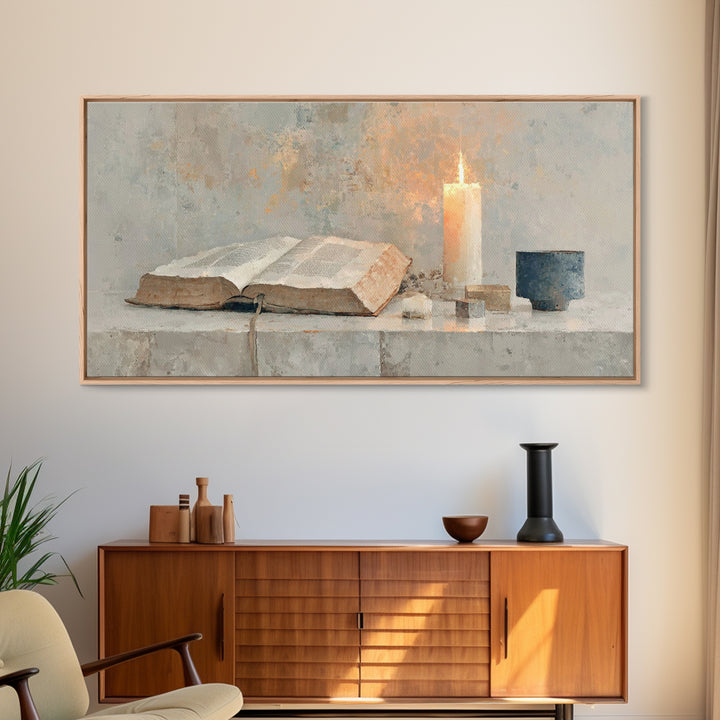 Scripture Glow | Framed Canvas Print | Christian Wall Art | Minimalist Christian Art | Christian Art Canvas | Christian Gift Ideas